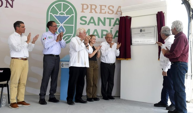 En Sinaloa, presidente AMLO inaugura presa “Santa María”; municipios del sur tendrán agua garantizada