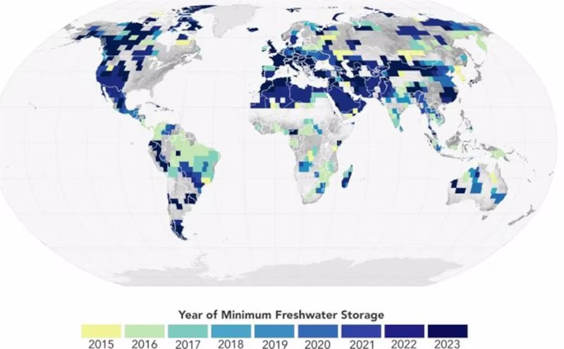 Estudios revelan severo descenso en los niveles mundiales de agua dulce